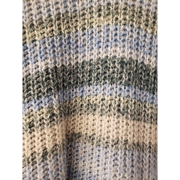 American Eagle Women's Fuzzy Blue Striped Sweater Oversized Knit Small - Picture 4 of 9